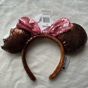 NWT Disney Parks Chocolate Mickey Mouse Ice Cream Bar Bow Sequin Ears Headband
